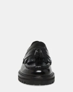 MINKA BLACK LEATHER -Steve Madden Shop STEVEMADDEN SHOES MINKA BLACK LEATHER FRONT