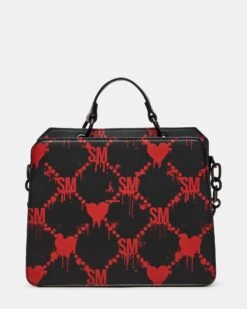 EVELYN BAG DRIPPY HEARTS BLACK/RED -Steve Madden Shop STEVEMADDEN HANDBAGS DT626725 BLACK RED 02