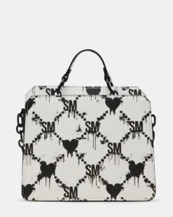 EVELYN BAG DRIPPY HEARTS WHITE/MULTI -Steve Madden Shop STEVEMADDEN HANDBAGS DT626725 WHITE BLACK 02