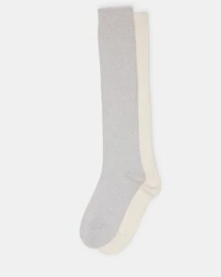 FALL 2 PACK MARLED KNEE HIGH SOCKS LIGHT GREY