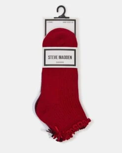 3 PACK MELODY LETTUCE EDGE BOW SOCKS RED MULTI 5 3 PACK MELODY LETTUCE EDGE BOW SOCKS RED MULTI -Steve Madden Shop STEVEMADDEN LEGWEAR L MELODY RED MULTI 01