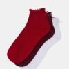 3 PACK MELODY LETTUCE EDGE BOW SOCKS RED MULTI -Steve Madden Shop STEVEMADDEN LEGWEAR L MELODY RED MULTI 02
