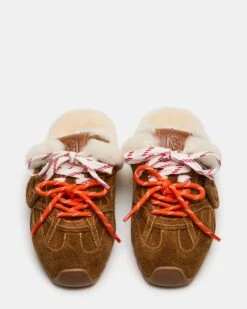AZIEL MULE FAUX FUR CHESTNUT SUEDE -Steve Madden Shop STEVEMADDEN SHOES AZIELMULE F CHESTNUT SUEDE 05