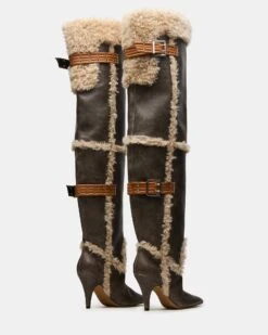 BADDIE FAUX FUR BROWN DISTRESSED -Steve Madden Shop STEVEMADDEN SHOES BADDIE F BROWN DISTRESSED 02