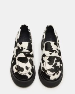 LAYKEN BLACK COW PRINT -Steve Madden Shop STEVEMADDEN SHOES LAYKEN H BLACK WHITE 04
